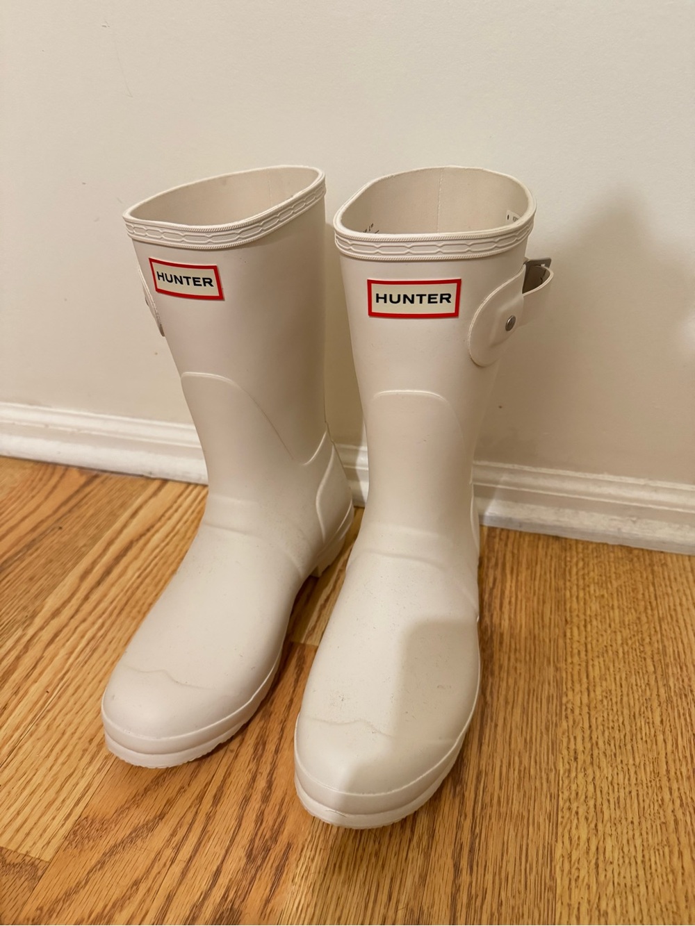 Hunter Kids White Short Gloss Rain Boots